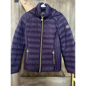 MICHAEL Michael Kors Women's Hooded Shine Packable Puffer Coat SZ M